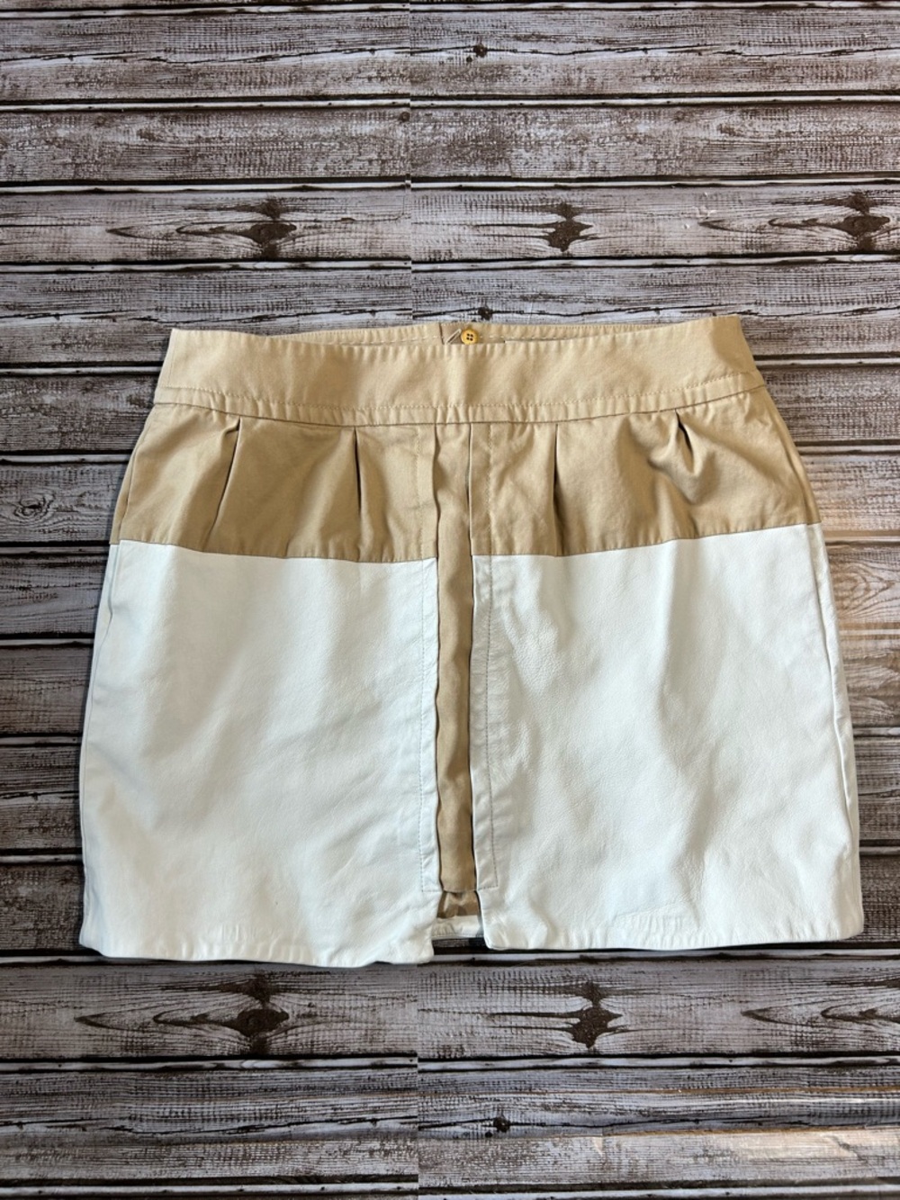 Leifsdottir leather Two-Tone Beige and White Mini Skirt